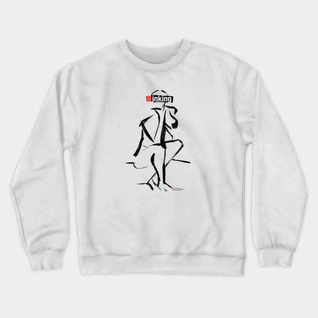 The Thinking Figure thinking ink Crewneck Sweatshirt by teddyMak